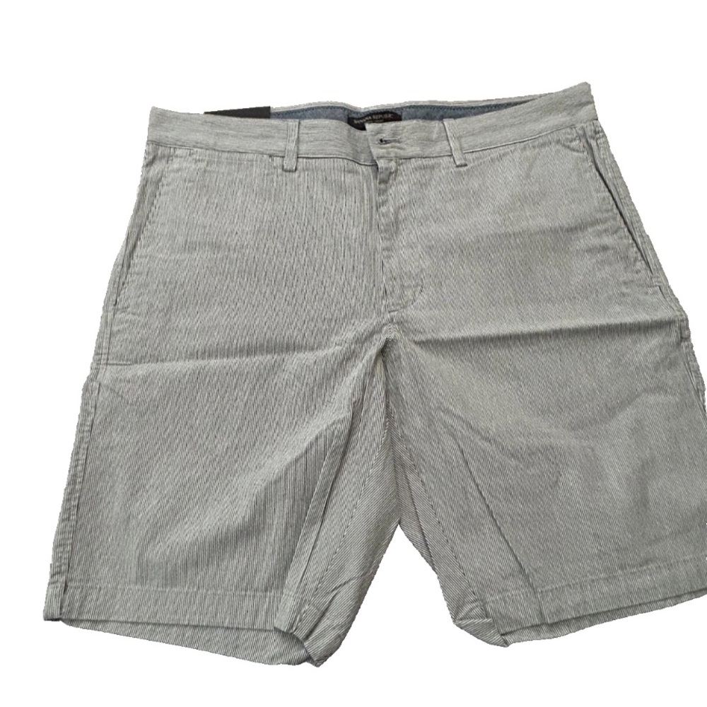 Men Banana Republic Navy Blue & White Stripes Aiden Shorts